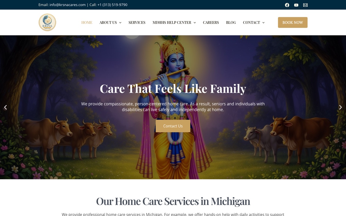 KRSNA Cares website preview